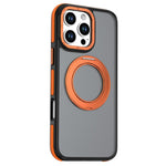 For iPhone 16 Pro Max Magnetic Case Double Color Rotating Ring Kickstand PC + TPU Phone Cover