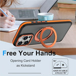 For iPhone 16 Pro Max Magnetic Case Double Color Rotating Ring Kickstand PC + TPU Phone Cover