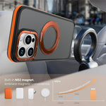 For iPhone 16 Pro Max Magnetic Case Double Color Rotating Ring Kickstand PC + TPU Phone Cover