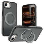 For iPhone 16e  /  17e Magnetic Case Double Color Rotating Ring Kickstand PC + TPU Phone Cover