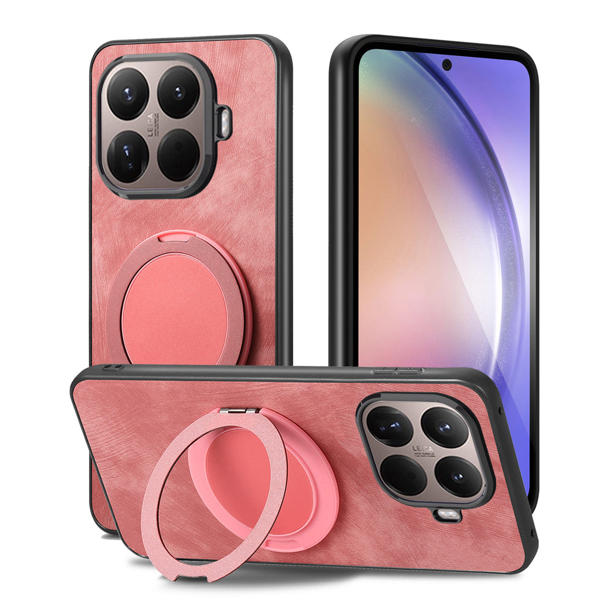 For Xiaomi 17T Pro Phone Case with Rotating Kickstand Stress Relief Retro Leather Back Cover