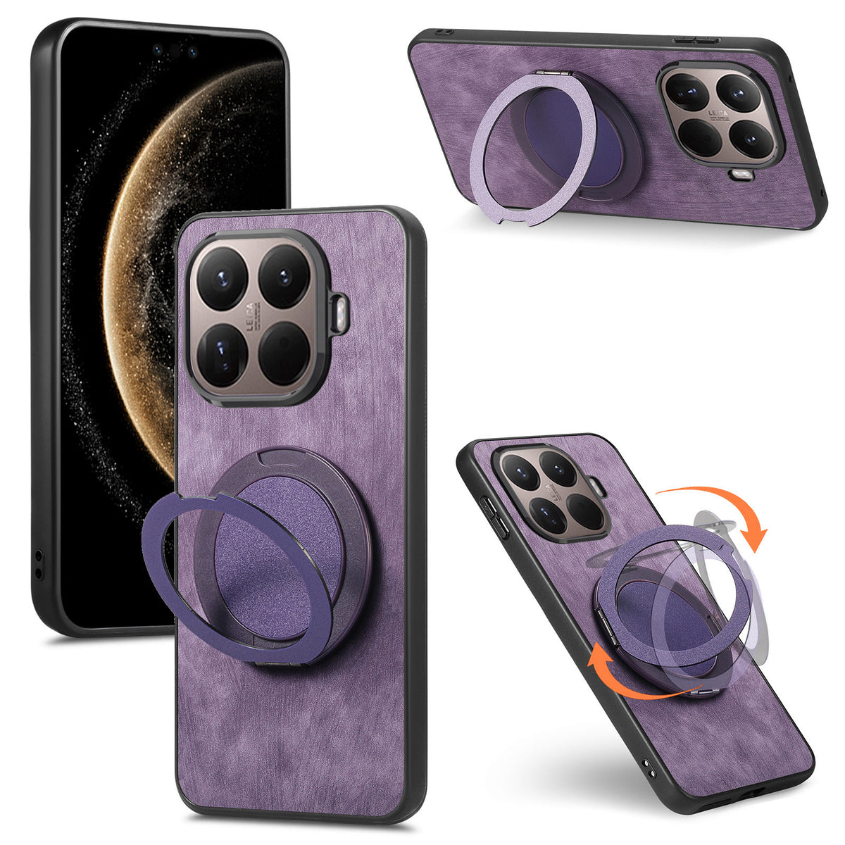 For Xiaomi 17T Pro Phone Case with Rotating Kickstand Stress Relief Retro Leather Back Cover