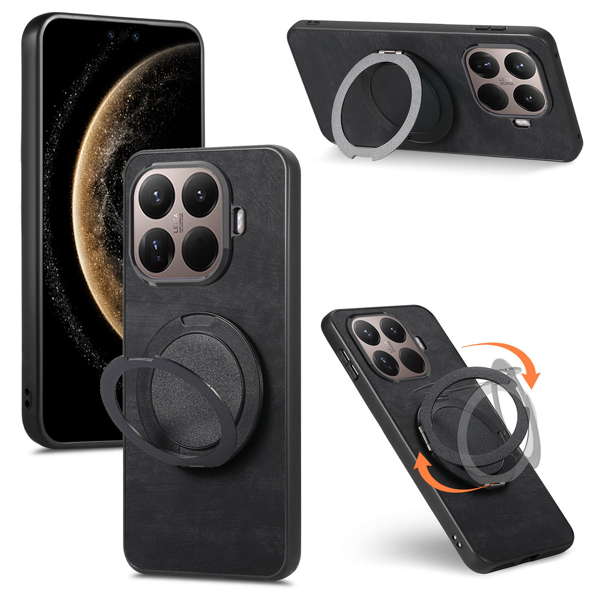 For Xiaomi 17T Phone Case with Rotating Kickstand Stress Relief Retro Leather Back Cover