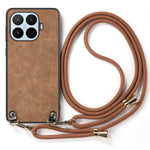 For Xiaomi 17T Retro Leather Phone Back Cover with Adjustable Strap