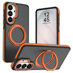 For Samsung Galaxy S24  /  S25 Magnetic Case Double Color Rotating Ring Kickstand PC + TPU Phone Cover