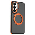 For Samsung Galaxy S24  /  S25 Magnetic Case Double Color Rotating Ring Kickstand PC + TPU Phone Cover