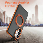 For Samsung Galaxy S24  /  S25 Magnetic Case Double Color Rotating Ring Kickstand PC + TPU Phone Cover