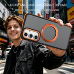 For Samsung Galaxy S24 FE Magnetic Case Double Color Rotating Ring Kickstand PC + TPU Phone Cover
