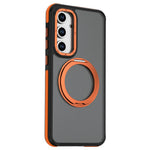 For Samsung Galaxy S24 FE Magnetic Case Double Color Rotating Ring Kickstand PC + TPU Phone Cover