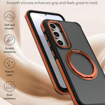 For Samsung Galaxy S24 FE Magnetic Case Double Color Rotating Ring Kickstand PC + TPU Phone Cover