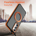 For Samsung Galaxy S24 FE Magnetic Case Double Color Rotating Ring Kickstand PC + TPU Phone Cover
