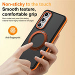 For Samsung Galaxy S24 FE Magnetic Case Double Color Rotating Ring Kickstand PC + TPU Phone Cover