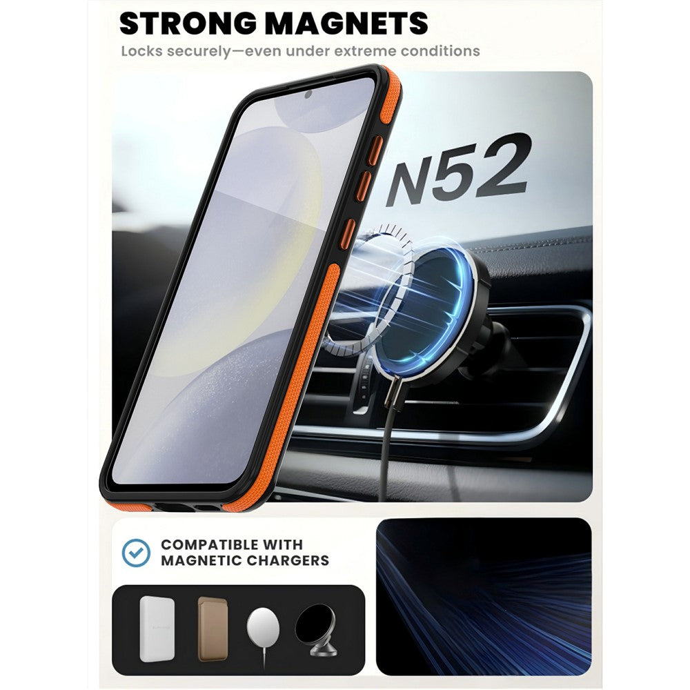 For Samsung Galaxy S24 FE Magnetic Case Double Color Rotating Ring Kickstand PC + TPU Phone Cover