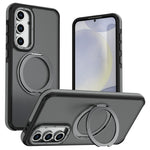 For Samsung Galaxy S24 FE Magnetic Case Double Color Rotating Ring Kickstand PC + TPU Phone Cover