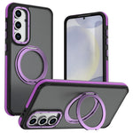 For Samsung Galaxy S24 FE Magnetic Case Double Color Rotating Ring Kickstand PC + TPU Phone Cover