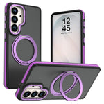 For Samsung Galaxy S26+ Magnetic Case Double Color Rotating Ring Kickstand PC + TPU Phone Cover
