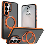 For Samsung Galaxy S26 Ultra Magnetic Case Double Color Rotating Ring Kickstand PC + TPU Phone Cover