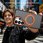 For Samsung Galaxy S26 Ultra Magnetic Case Double Color Rotating Ring Kickstand PC + TPU Phone Cover