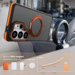 For Samsung Galaxy S26 Ultra Magnetic Case Double Color Rotating Ring Kickstand PC + TPU Phone Cover
