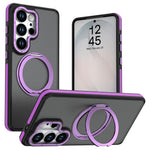 For Samsung Galaxy S26 Ultra Magnetic Case Double Color Rotating Ring Kickstand PC + TPU Phone Cover