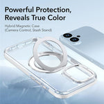Til iPhone 17 Magnetisk Cover Drejelig Ring Stander Dobbeltfarvet Akryl + TPU Gennemsigtigt Telefoncover