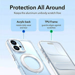 Til iPhone 17 Magnetisk Cover Drejelig Ring Stander Dobbeltfarvet Akryl + TPU Gennemsigtigt Telefoncover