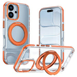 Til iPhone 17 Magnetisk Cover Drejelig Ring Stander Dobbeltfarvet Akryl + TPU Gennemsigtigt Telefoncover