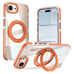 For iPhone 16th / 17th Magnetic Case Rotating Ring Kickstand Dual Color Acrylic + TPU Clear Phone Cover
