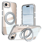 For iPhone 16th / 17th Magnetic Case Rotating Ring Kickstand Dual Color Acrylic + TPU Clear Phone Cover