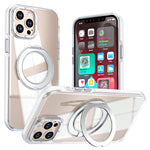Til iPhone 12 / 12 Pro Magnetisk Cover Roterende Ring Støtteben Dual Farve Akryl + TPU Gennemsigtig Telefoncover