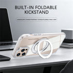 Til iPhone 12 / 12 Pro Magnetisk Cover Roterende Ring Støtteben Dual Farve Akryl + TPU Gennemsigtig Telefoncover