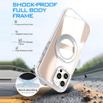 Til iPhone 12 / 12 Pro Magnetisk Cover Roterende Ring Støtteben Dual Farve Akryl + TPU Gennemsigtig Telefoncover