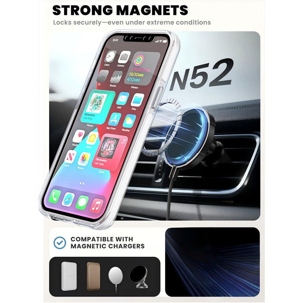 Til iPhone 12 / 12 Pro Magnetisk Cover Roterende Ring Støtteben Dual Farve Akryl + TPU Gennemsigtig Telefoncover