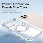 Til iPhone 12 Pro Max Magnetisk Cover Roterende Ring Kickstand Dobbeltfarvet Akryl + TPU Klart Telefoncover