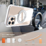 Til iPhone 12 Pro Max Magnetisk Cover Roterende Ring Kickstand Dobbeltfarvet Akryl + TPU Klart Telefoncover