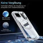 For iPhone 13 / 14 Magnetic Case Rotating Ring Kickstand Dual Color Acrylic + TPU Clear Phone Cover