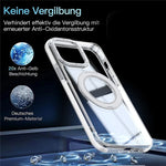For iPhone 13 Pro Max Magnetic Case Rotating Ring Kickstand Dual Color Acrylic + TPU Clear Phone Cover