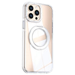 For iPhone 13 Pro Max Magnetic Case Rotating Ring Kickstand Dual Color Acrylic + TPU Clear Phone Cover