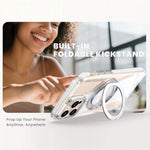 For iPhone 13 Pro Max Magnetic Case Rotating Ring Kickstand Dual Color Acrylic + TPU Clear Phone Cover