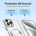 For iPhone 13 Pro Max Magnetic Case Rotating Ring Kickstand Dual Color Acrylic + TPU Clear Phone Cover