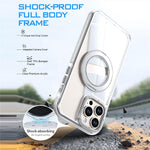 For iPhone 13 Pro Max Magnetic Case Rotating Ring Kickstand Dual Color Acrylic + TPU Clear Phone Cover