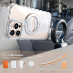 For iPhone 13 Pro Max Magnetic Case Rotating Ring Kickstand Dual Color Acrylic + TPU Clear Phone Cover