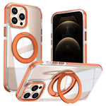 For iPhone 13 Pro Max Magnetic Case Rotating Ring Kickstand Dual Color Acrylic + TPU Clear Phone Cover