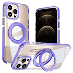 For iPhone 13 Pro Max Magnetic Case Rotating Ring Kickstand Dual Color Acrylic + TPU Clear Phone Cover