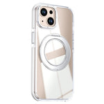 For iPhone 15 Magnetic Case Rotating Ring Kickstand Dual Color Acrylic + TPU Clear Phone Cover