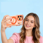 For iPhone 17 Pro Magnetic Case Rotating Ring Kickstand Dual Color Acrylic + TPU Clear Phone Cover