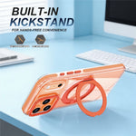 For iPhone 17 Pro Magnetic Case Rotating Ring Kickstand Dual Color Acrylic + TPU Clear Phone Cover