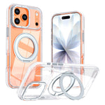 For iPhone 17 Pro Magnetic Case Rotating Ring Kickstand Dual Color Acrylic + TPU Clear Phone Cover