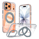 For iPhone 17 Pro Magnetic Case Rotating Ring Kickstand Dual Color Acrylic + TPU Clear Phone Cover
