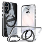 For Samsung Galaxy S24+ / S25+ Magnetic Case Rotating Ring Kickstand Dual Color Acrylic + TPU Clear Phone Cover